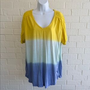 Woman Within Plus Size Perfect Short Sleeve Shirred V-neck Tunic Large (18/20)